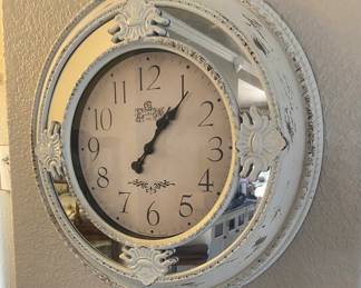 Distressed white wall clock