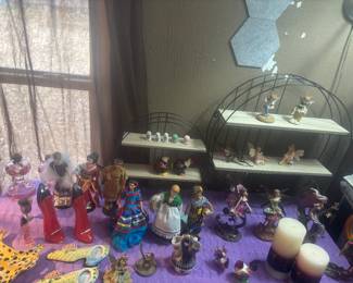 Avon figurines, mini hurricane lamps 