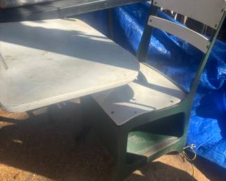 Metal and wood old school desk