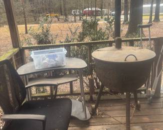 Chair, desk and bbq grill