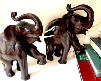 African carved wood elephants