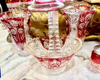 Anne Hutte crystal vases and basket