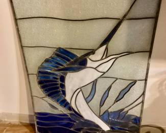 Stained glass marlin panel