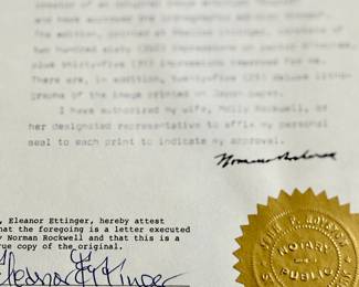 Certificate for Norman Rockwell