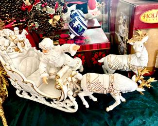 Porcelain santa and sleigh