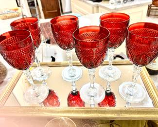 Set of 6 ruby wine glasses