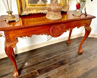 Elegant carved front console table