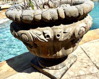 Large pair of concrete planters