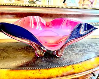 Rare footed large signed Murano bowl