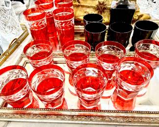 Ralph Lauren red ruby old fashion glasses