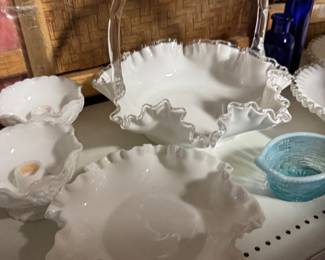 vintage Fenton Silver Crest  milk glass