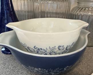 vintage Pyrex Colonial Mist Cinderella mixing bowls.  set of 2