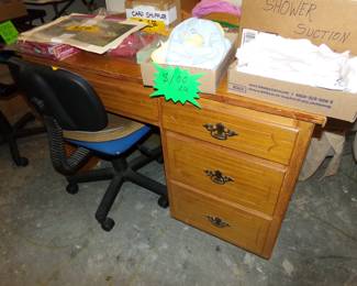 Wood Desk and Office Chair