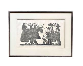 Brazilian Signed Block Print Art