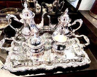 Silver plate coffee and tea serving set