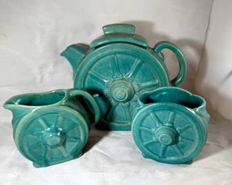 Frankoma Tea Set in Unusual Green Color