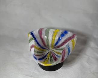 Venetian Murano (?) Latticino Glass Dish