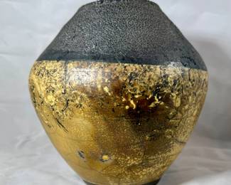 Gold & Black Raku Vase