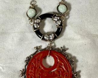 Jade & Carved Carnelian Pendant