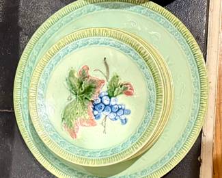 Black Forest Art Pottery Plate Set