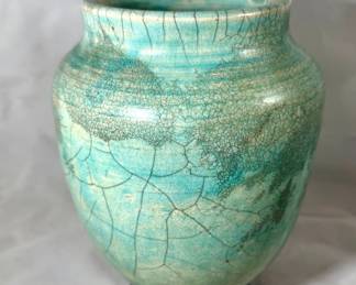 Raku Turquoise Vase