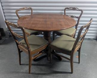 Round Drop Leaf Table With 4 Antique Phoenix Chair Co Chairs