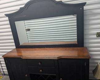 Hutch With Mirror Wine Rack