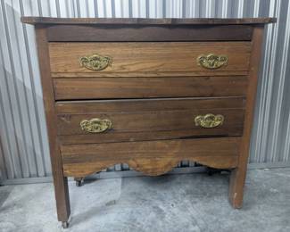 Antique Handmade Two Drawer Dresser On Casters