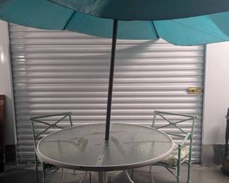 Patio Table 2 Chairs With Umbrella