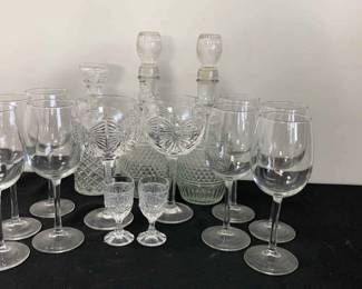 2 Waterford Goblets With Decanters And Other Bar ware