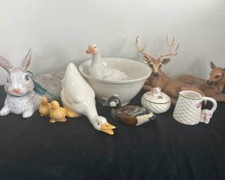Woodland Creatures Vintage Avon Creamer And Sugar Dish Deer Ducks And Bunny