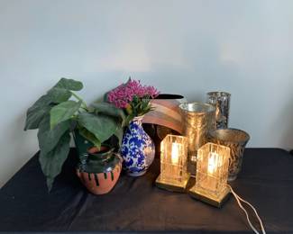 JTC Pottery Green Planter Pot Decorative Mirror Vases Ceramic Pots And Faux Candle Lamps