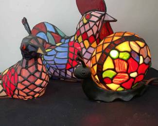 3 Faux Stained Glass Table Lamps