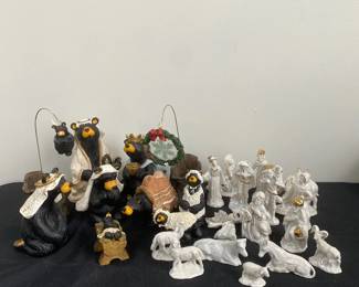 White And Gold Tone And Bear Nativity Scenes
