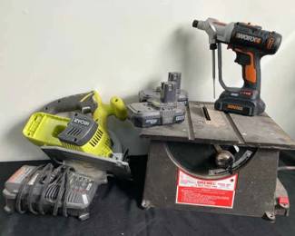 Dremel 4 Table Saw Ryobi Saw With Charger And Two Batteries Worx SwitchDriver