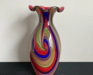 Swirl Of Colors Art Glass Vase
