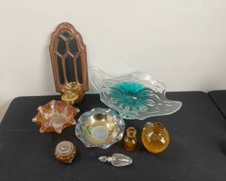 Orange Glass Vases Bowls And Trinket Box Made In India Green Glass Display Mirror Candle Holder