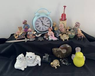 Collection Of Figurines Including Genuine Pewter Silver Plated Elephant And Boyds Bears  Friends