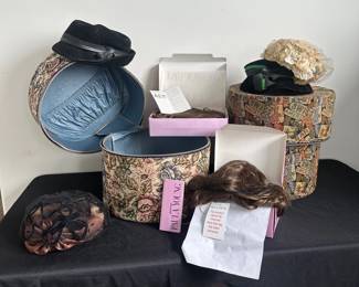 Vintage Hat Boxes And Hats And New Paula Young Wigs