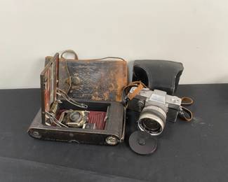Antique Kodak Folding And Beseler Topcon Cameras