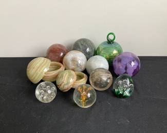 Stone Spheres And Blown Glass Decorative Spheres