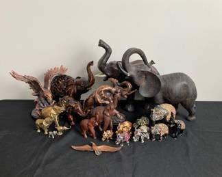 Wooden And Metal Collectible Elephant Decor And Trinket Boxes