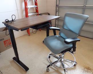 electric standing desk and Chair