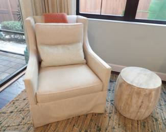 4 club chairs and barrel tables 