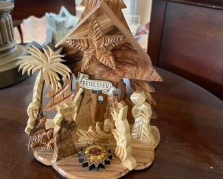 Olive wood nativity 