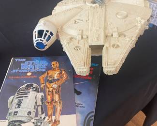 Star Wars books and vintage 70s Millennium Falcon 