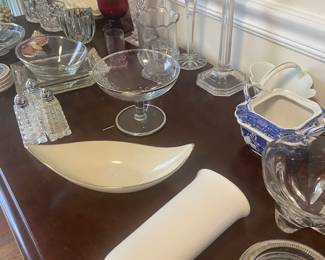 Glass candlesticks and bowls