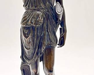 LOT 19 Register: www.woodardlipe.com AFTER FERDINAND BARBEDIENNE (FRENCH 1810-1892) DIANA OF GABII, CAST BRONZE Height 11.5 in., width 4 in., depth 2.75 in. Cast Patinated Bronze Figure and Base. Figure depicts an Amazon warrior, a mythical race of warrior women from Greek mythology.