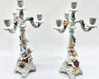 LOT 157 Register: www.woodardlipe.com DRESDEN ROCOCO REVIVAL TWO TIER CHERUB AND FLORAL PORCELAIN, C. 1925 Height 18 in., diameter 12 in. Marked Von Schierholz-Hand Malerei