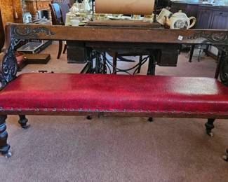 VICTORIAN PERIOD CARVED REVERSIBLE BACK RAILWAY STATION BENCH